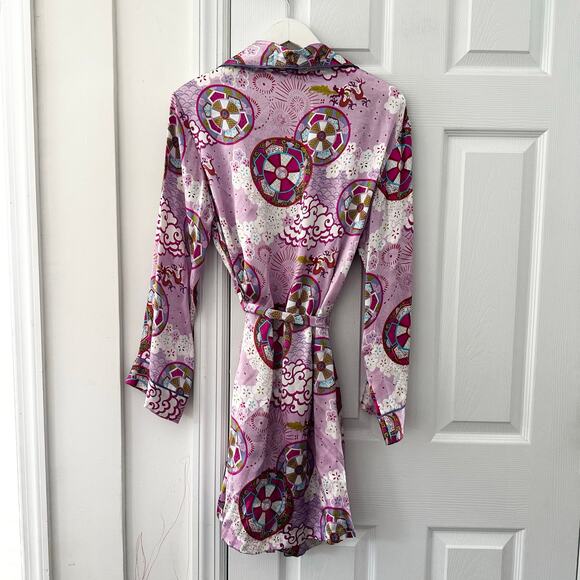 Nick & Nora Silk Purple Eastern Asian Inspired Dragon Chinese New Year Robe S/M - Picture 8 of 11